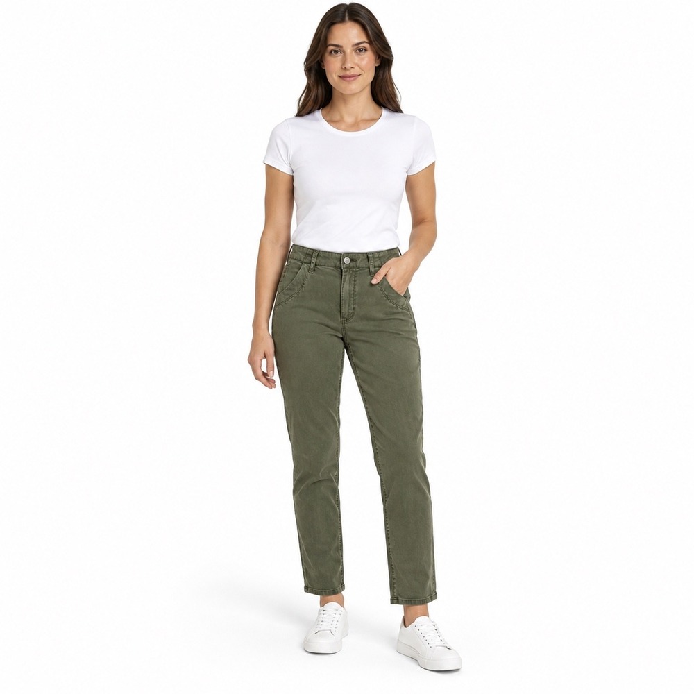 PAIGE Drew Mid-Rise Weekender Pants Size 26 Green Straight Leg Casual Neutral